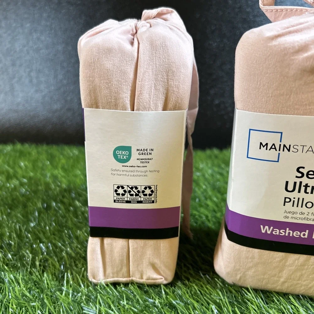 Lot of 2 Mainstays‎ Ultra Soft Pillowcases Set King Size Pink Washed Microfiber - Picture 3 of 7